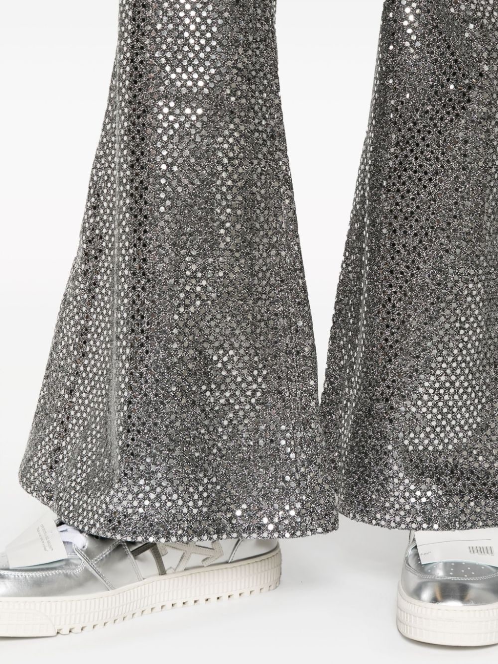 sequinned flared trousers - 5