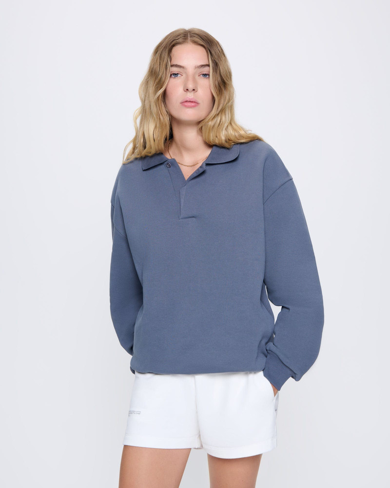 PANGAIA Womens DNA Heavyweight Polo Sweatshirt - Atmosphere Grey outlook