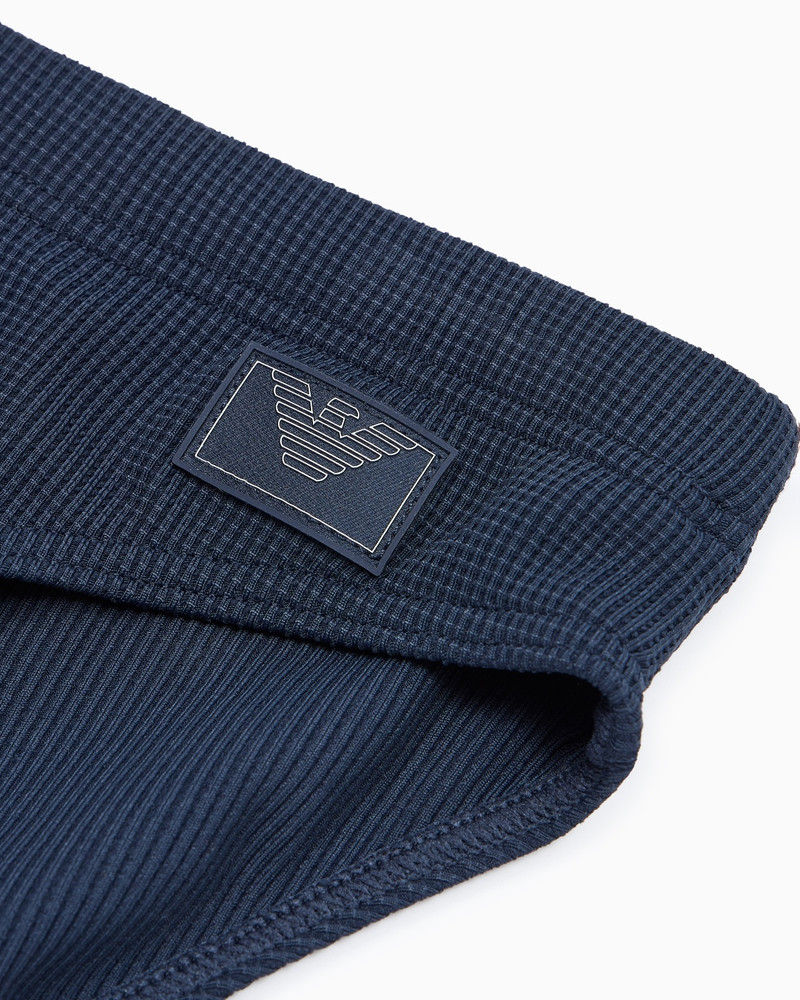 EMPORIO ARMANI SATIN LABEL PIQUÉ LOW-RISE SWIM BRIEFS outlook