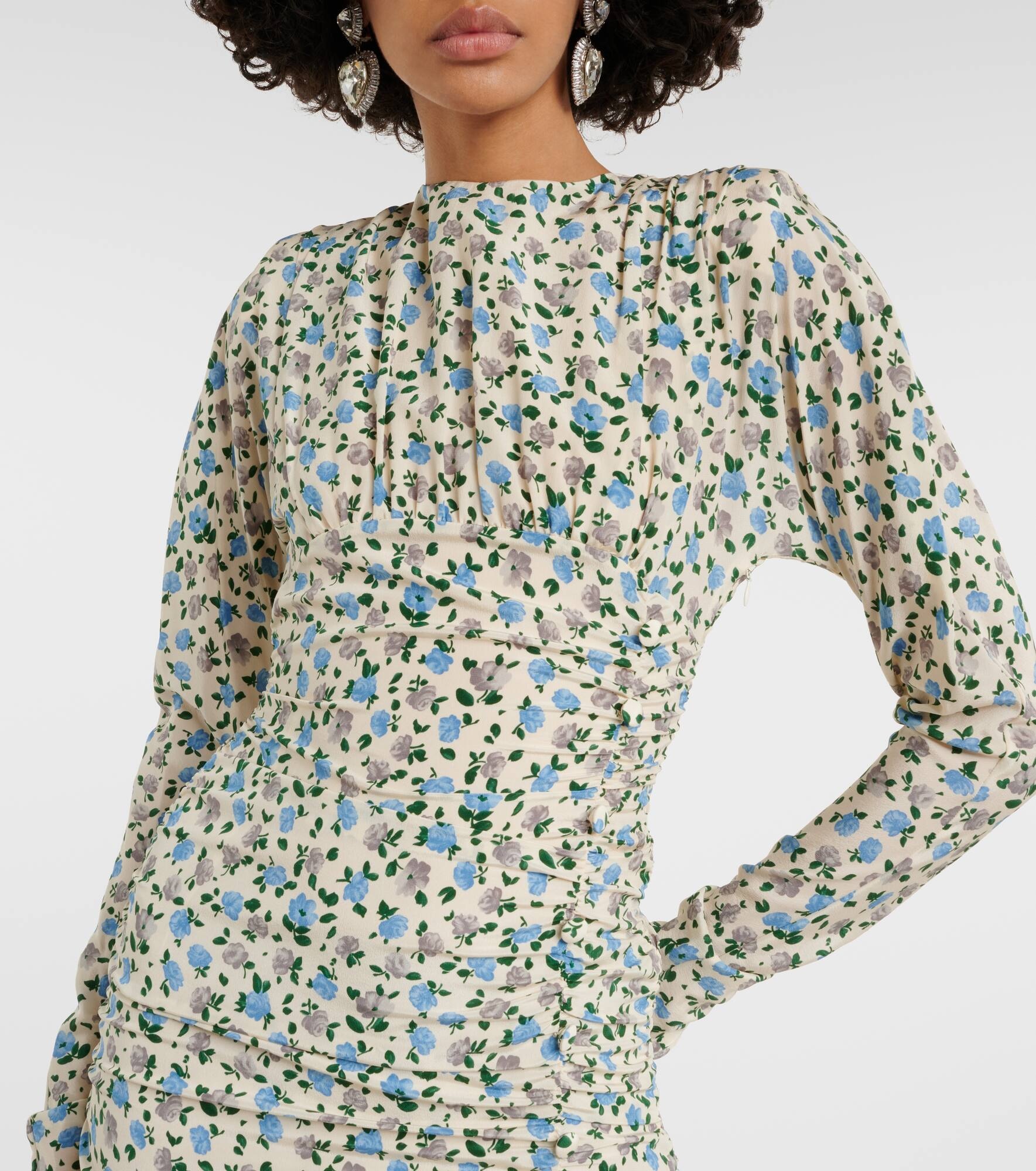 Floral open-back silk minidress - 4