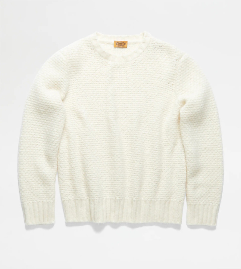 ROUND NECK JUMPER SILK BLEND - OFF WHITE 1