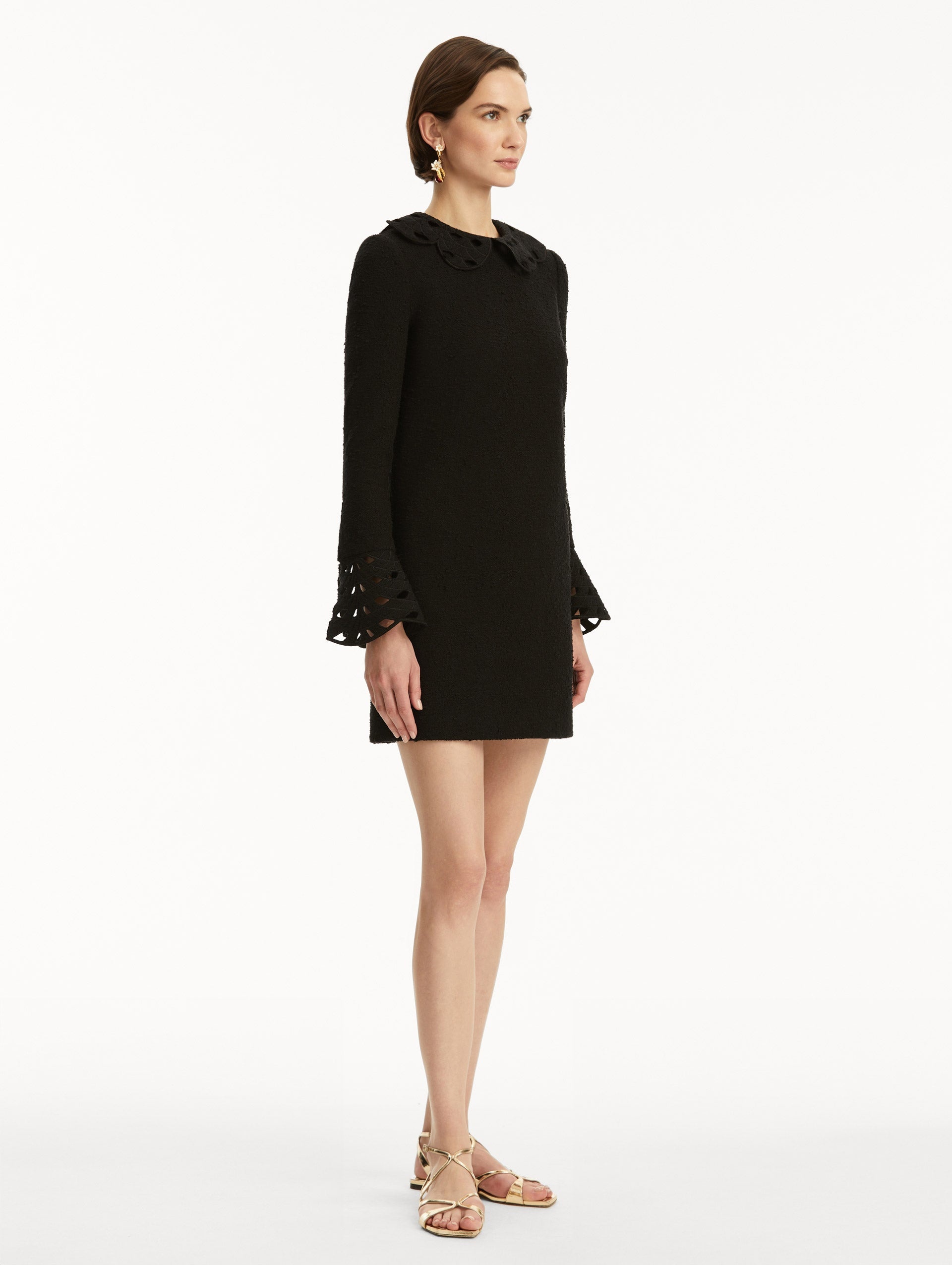 THREADWORK CUTOUT TWEED DRESS - 4