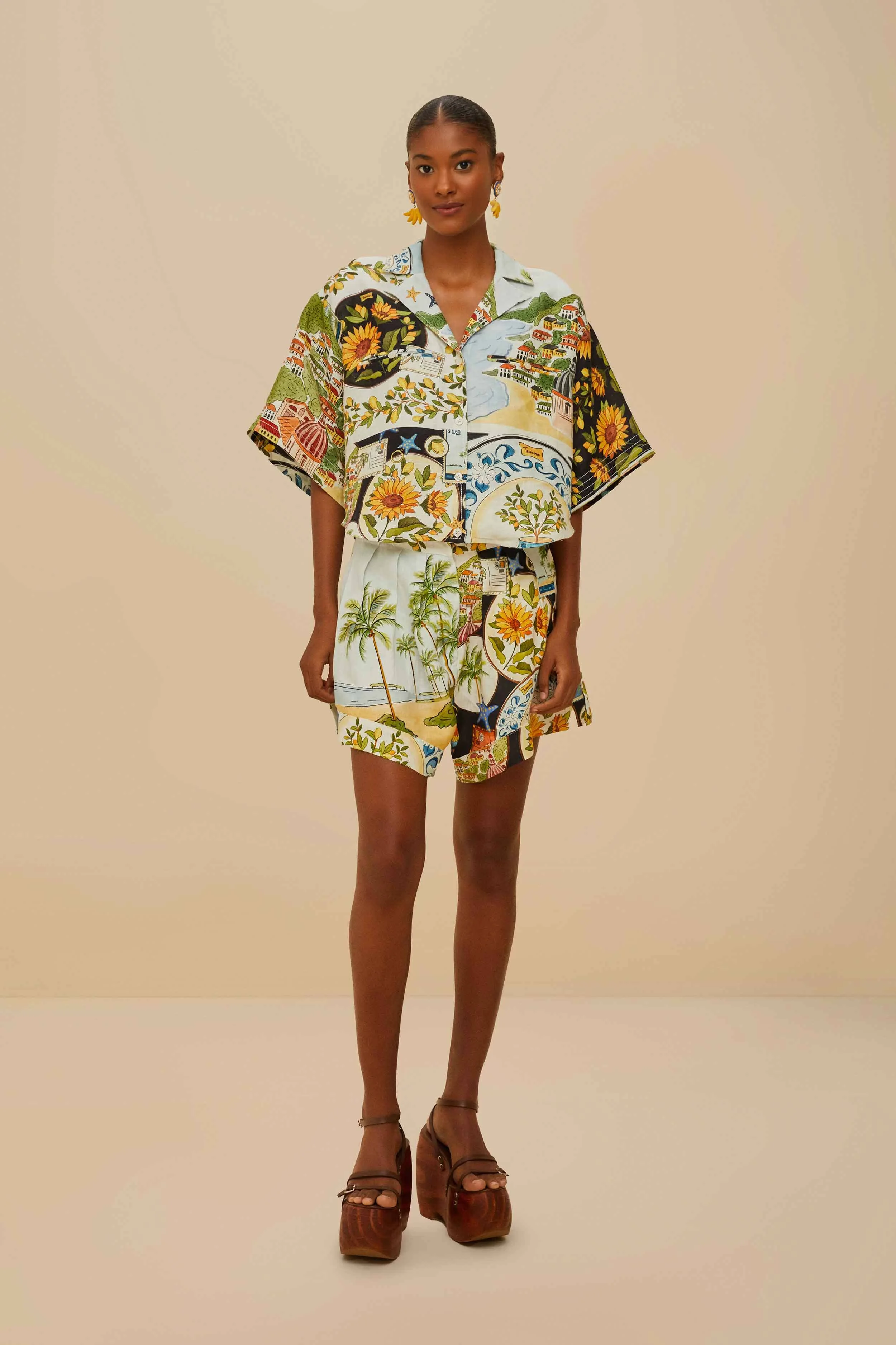 Multicolor Latin Trip Scarves Euroflax™ Premium Linen Shorts - 1