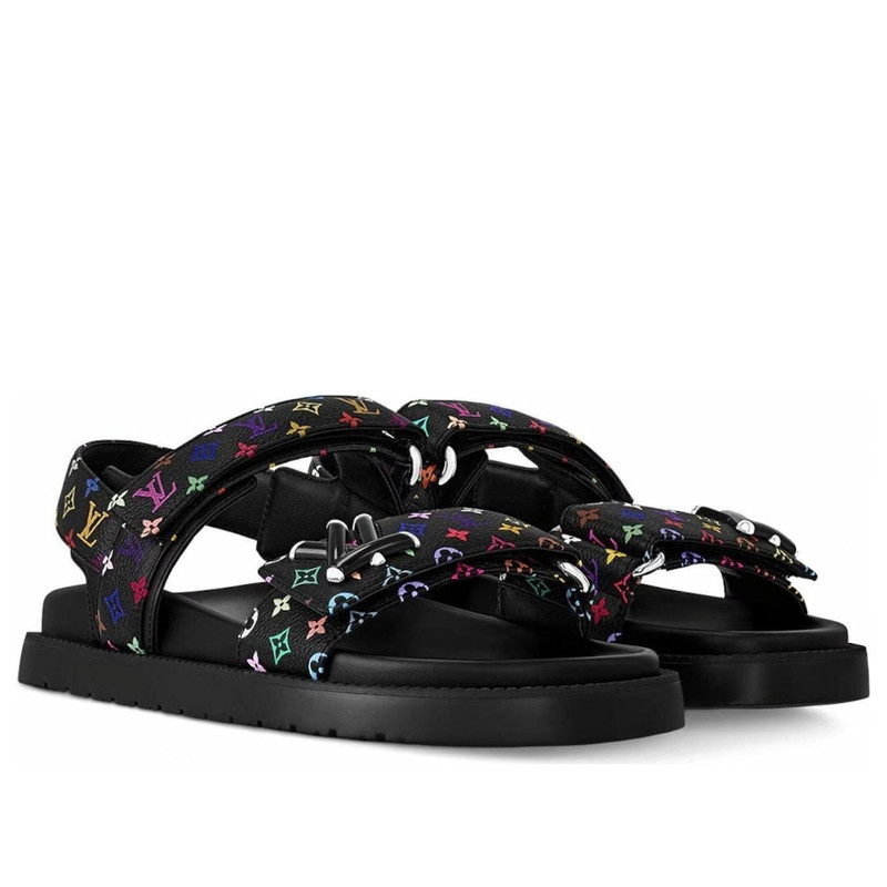 Louis Vuitton (WMNS) LOUIS VUITTON x Takashi Murakami Sunset Sandals 'Black' 1AGXF6 outlook