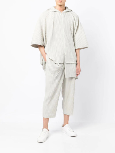 ISSEY MIYAKE pleated zip-up hooded jacket outlook