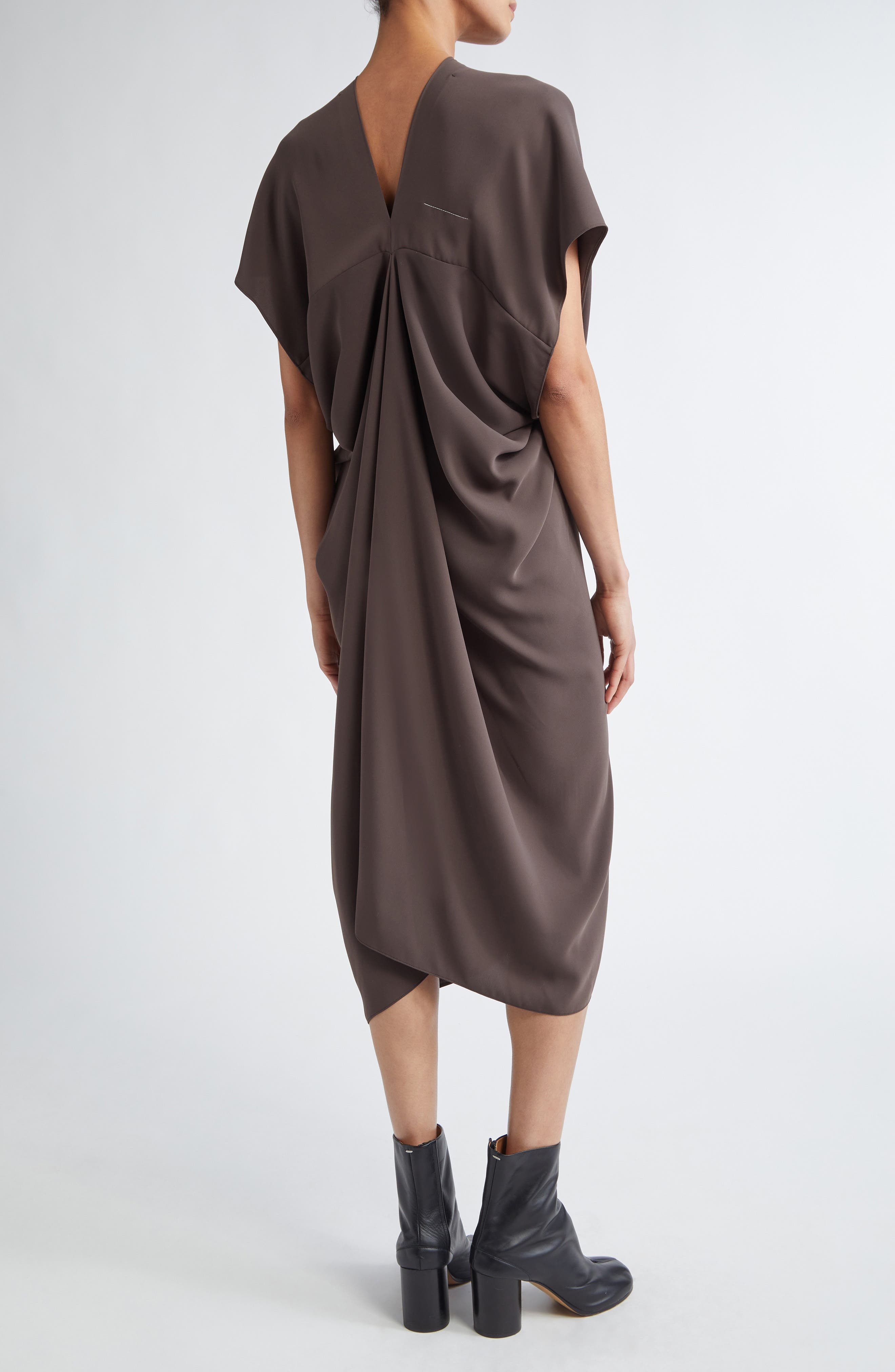 MM6 Maison Margiela Draped Midi Dress in Brown at Nordstrom - 2