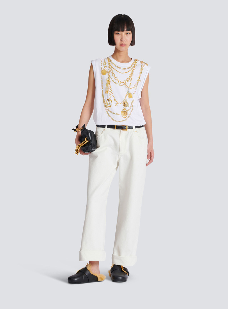 Balmain Trompe-l'œil-style Collier print vest top outlook