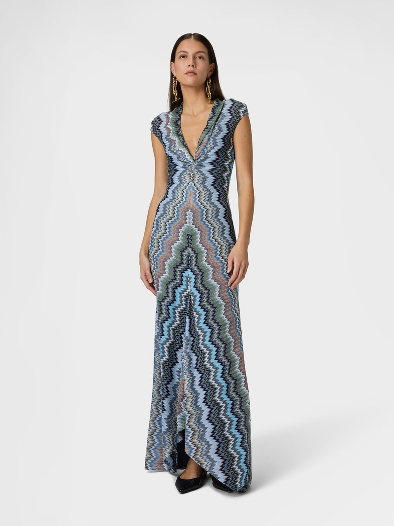 Missoni Long dress with knotted neckline in viscose chevron snake motif outlook