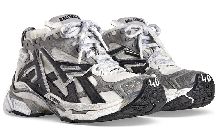 Balenciaga Runner Sneakers 'Grey White Black Nylon and Suede Like Fabric' 772774W3RNY9012 - 3
