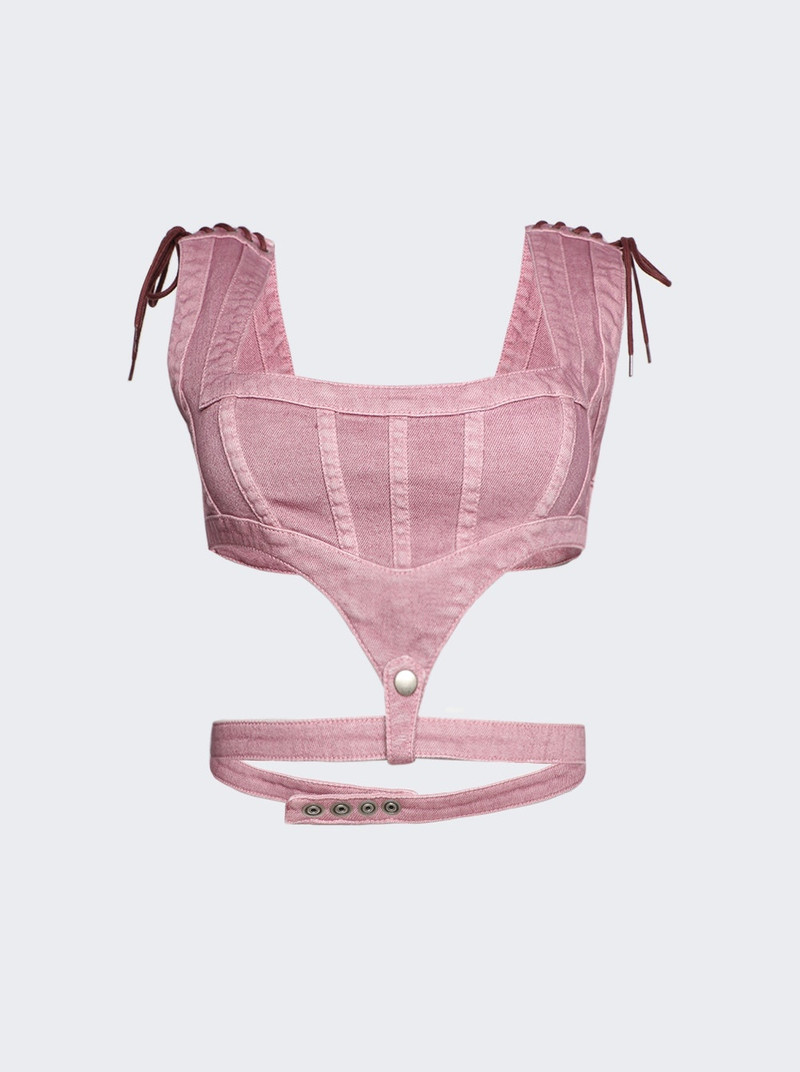 X KNWLS Washed Laced Crop Top Lilac - 1