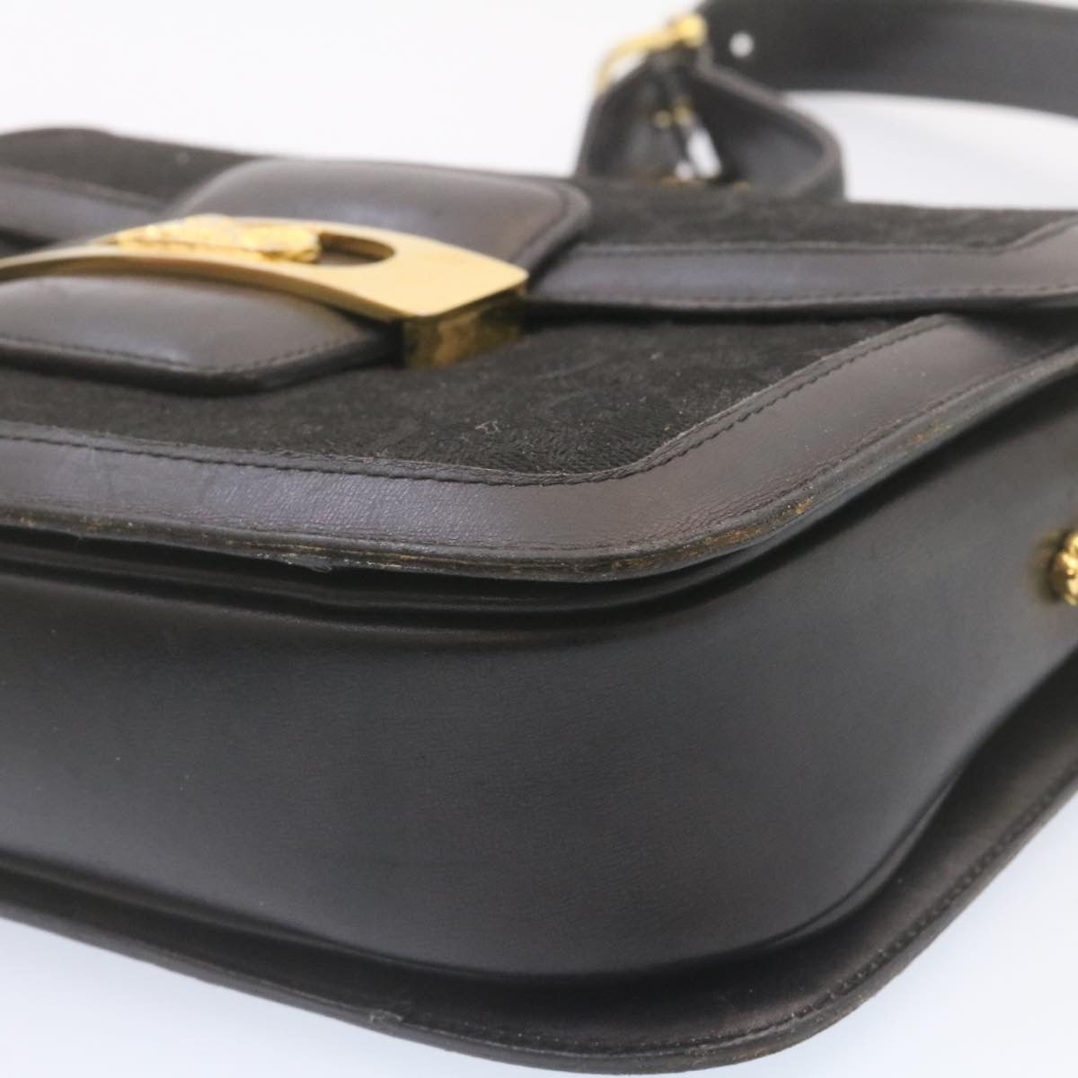 CELINE C Macadam Horse Carriage Shoulder Bag Canvas Black Gold - 14