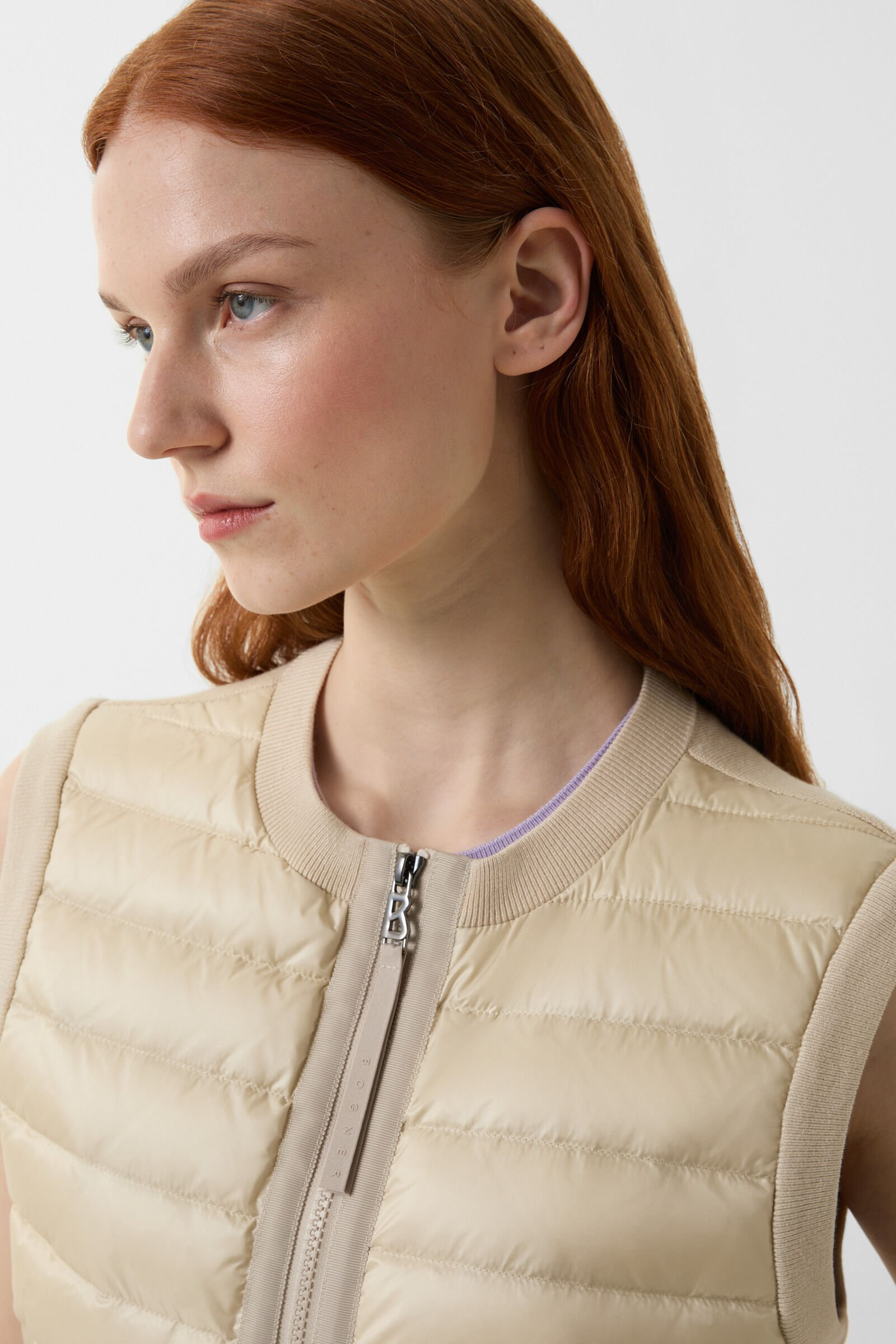 Zira hybrid knitted vest in Sand - 6
