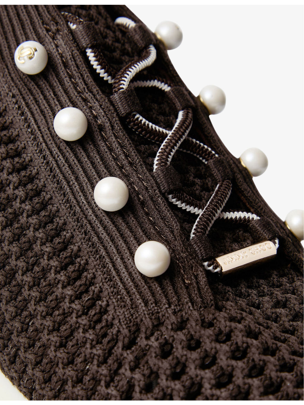 Veles Pearl-Embellished Crochet-Knit Low-Top Trainers - 5