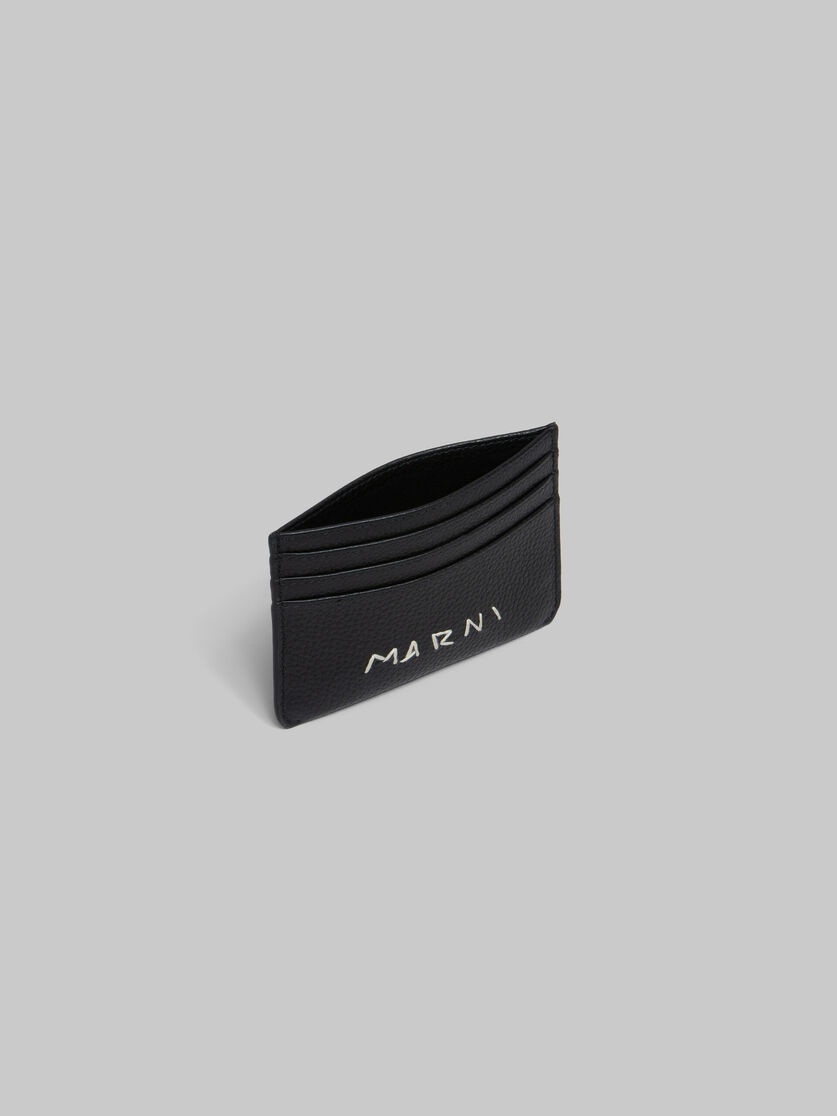 BLACK LEATHER CARDHOLDER WITH MARNI MENDING - 2