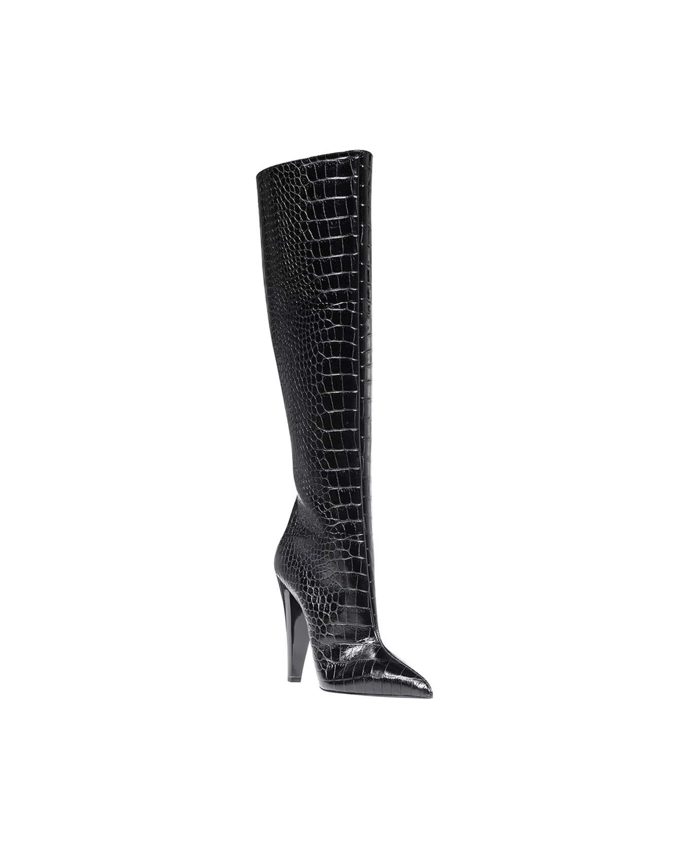 Croco-print Leather Boots - 2