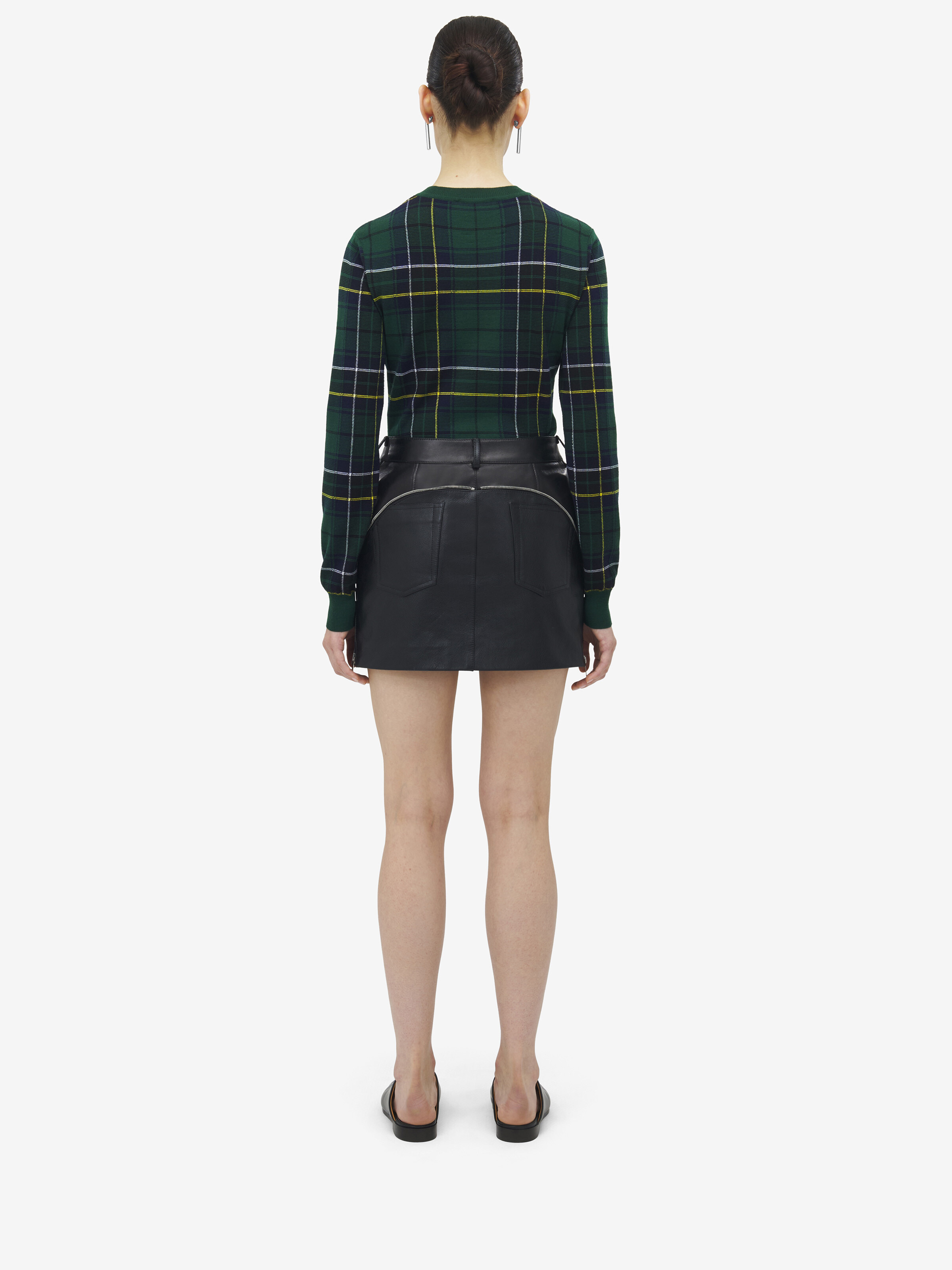 Zip Detail Leather Mini Skirt - 4