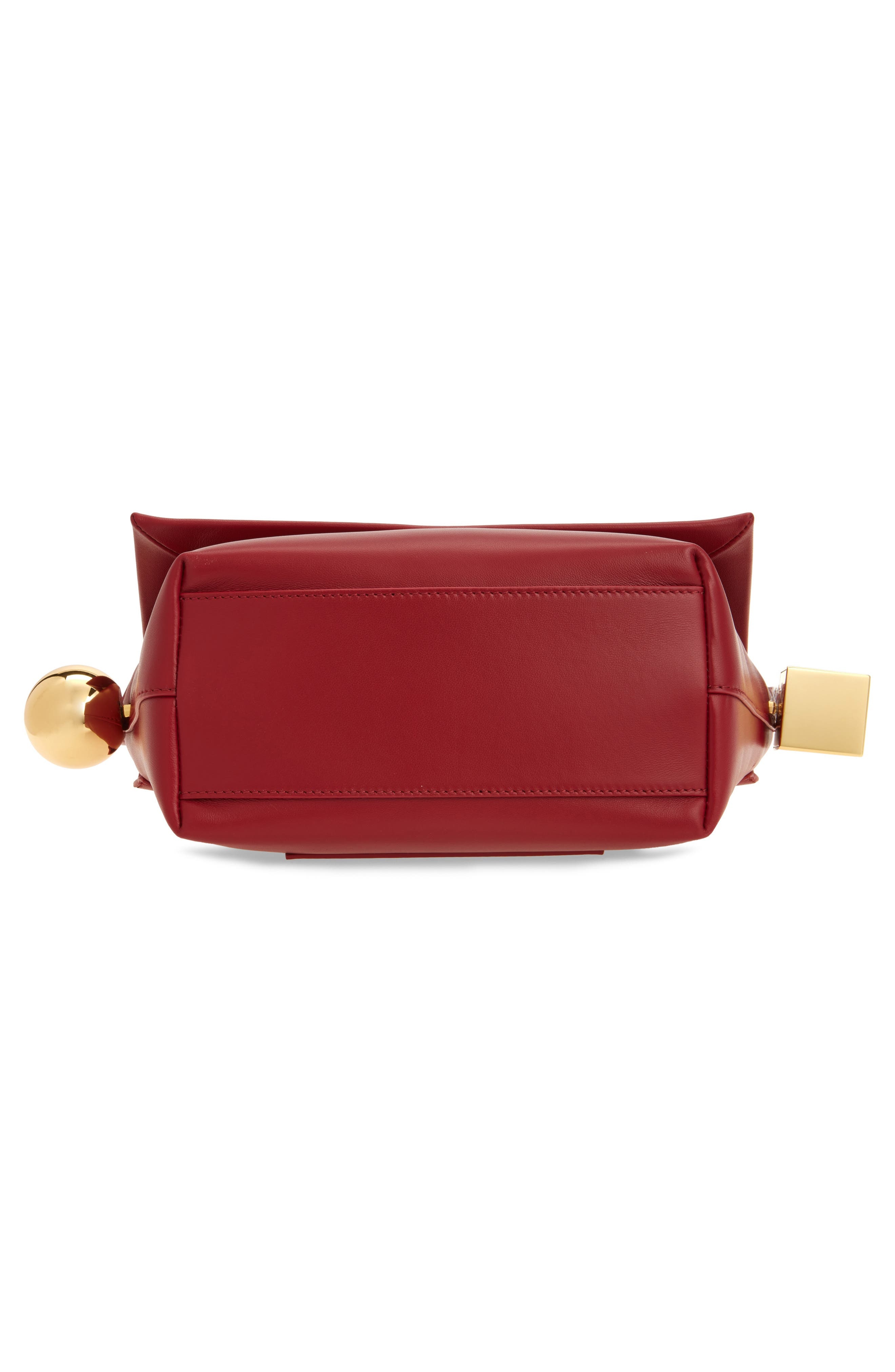 Jacquemus Le Rond Carré Leather Shoulder Bag in Dark Red 480 at Nordstrom - 7