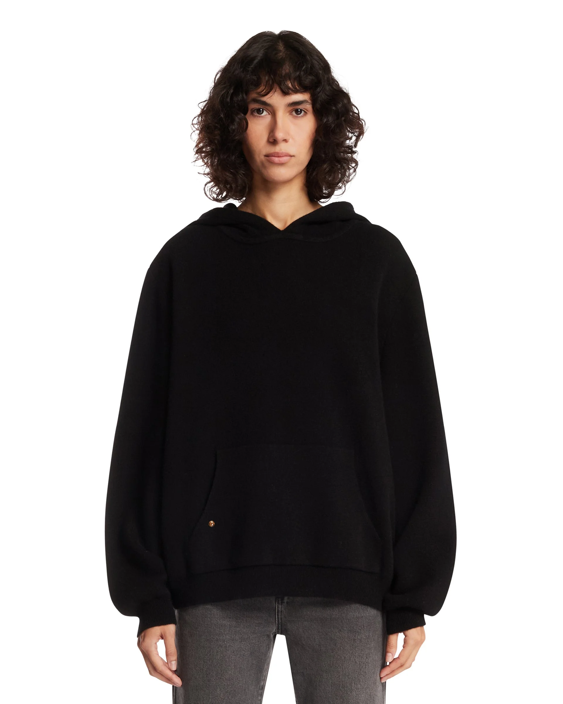 Black Cashmere Hooded Sweater - 1