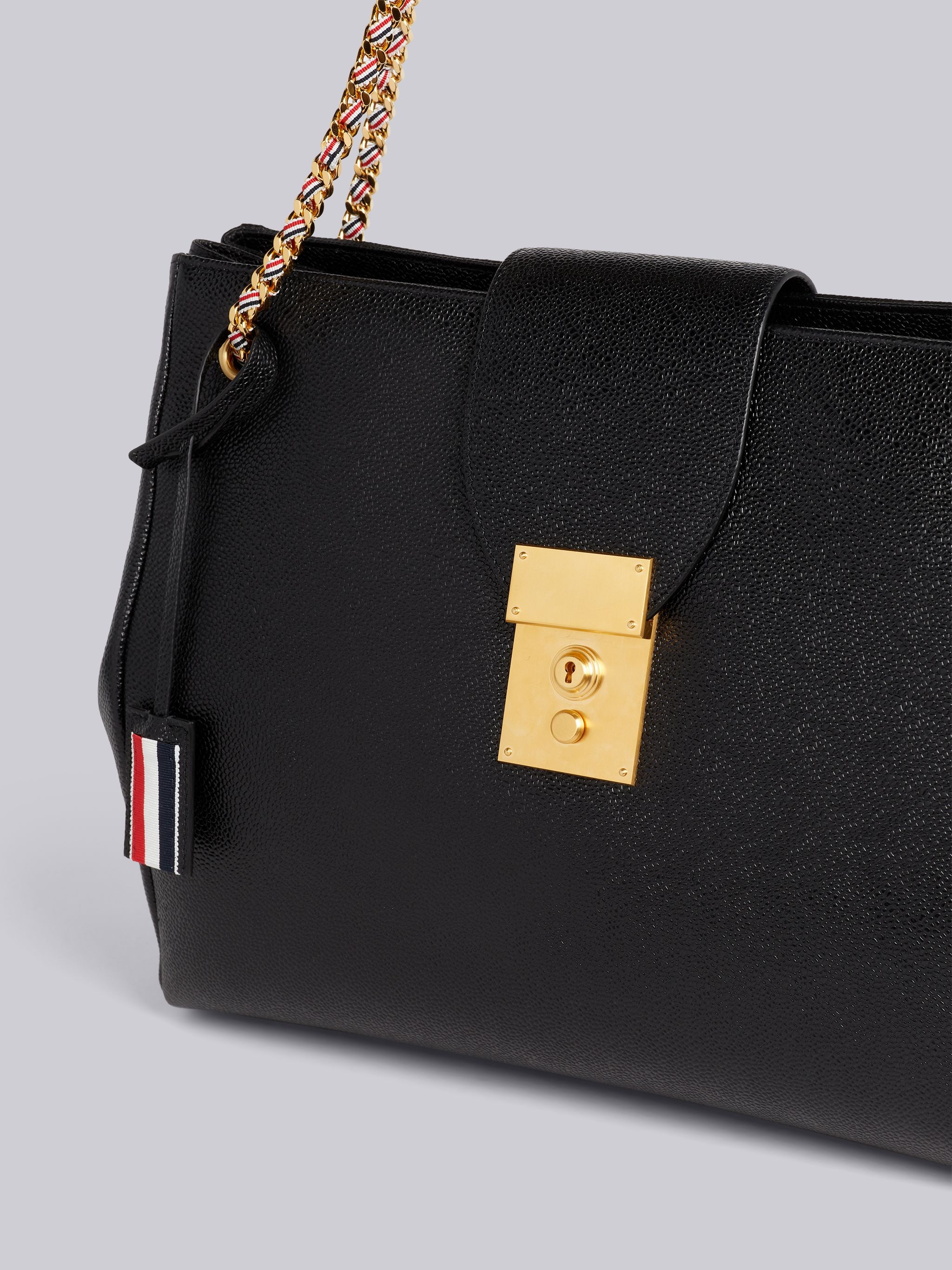 Black Pebble Grain Leather Mrs. Thom Chain Tote - 2