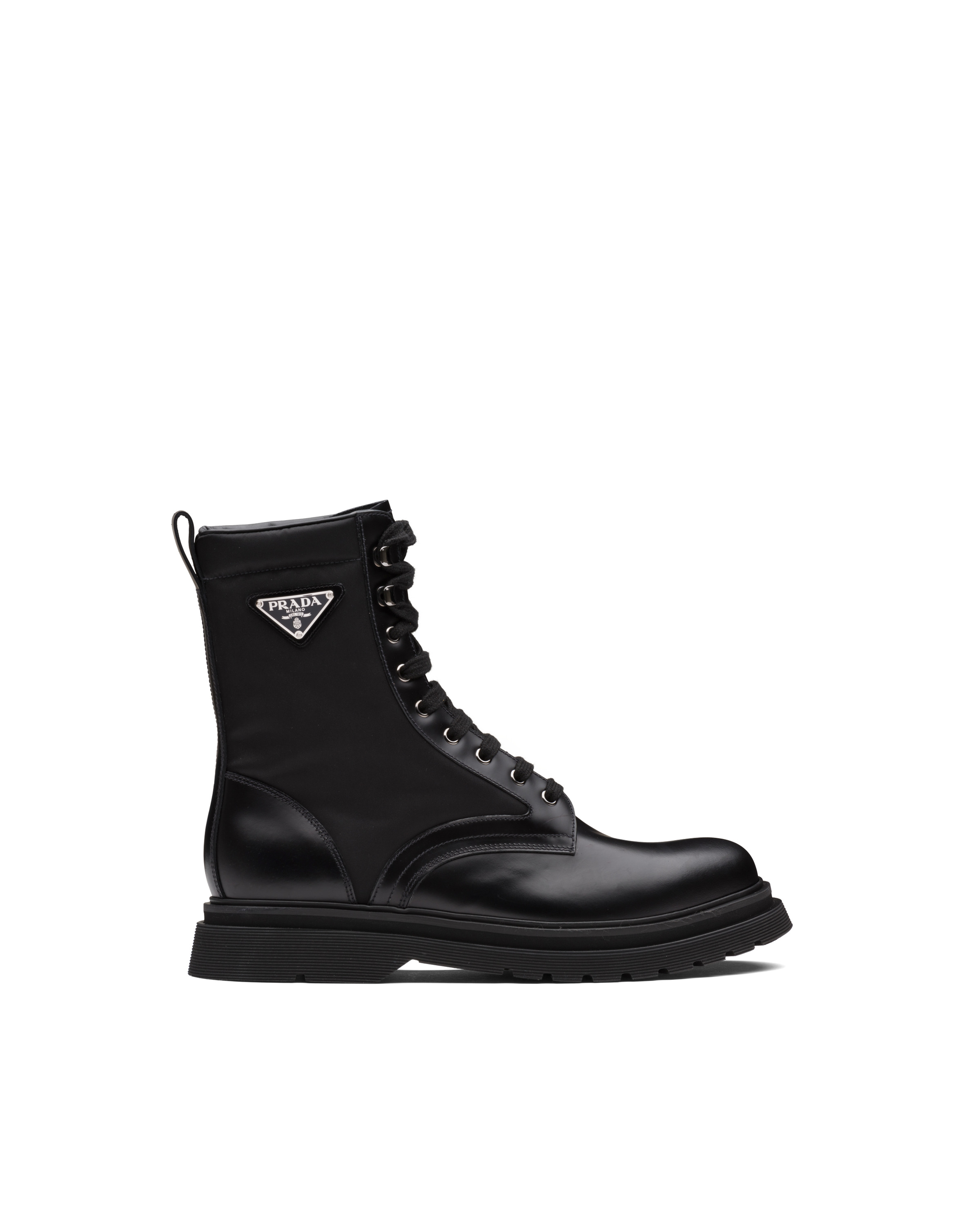 Prada Brushed leather and nylon boots | prada | REVERSIBLE