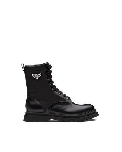Prada Brushed leather and nylon boots outlook