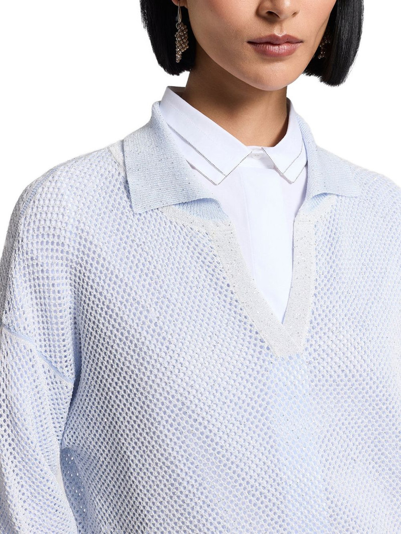 sequinned cotton yarn polo shirt 4