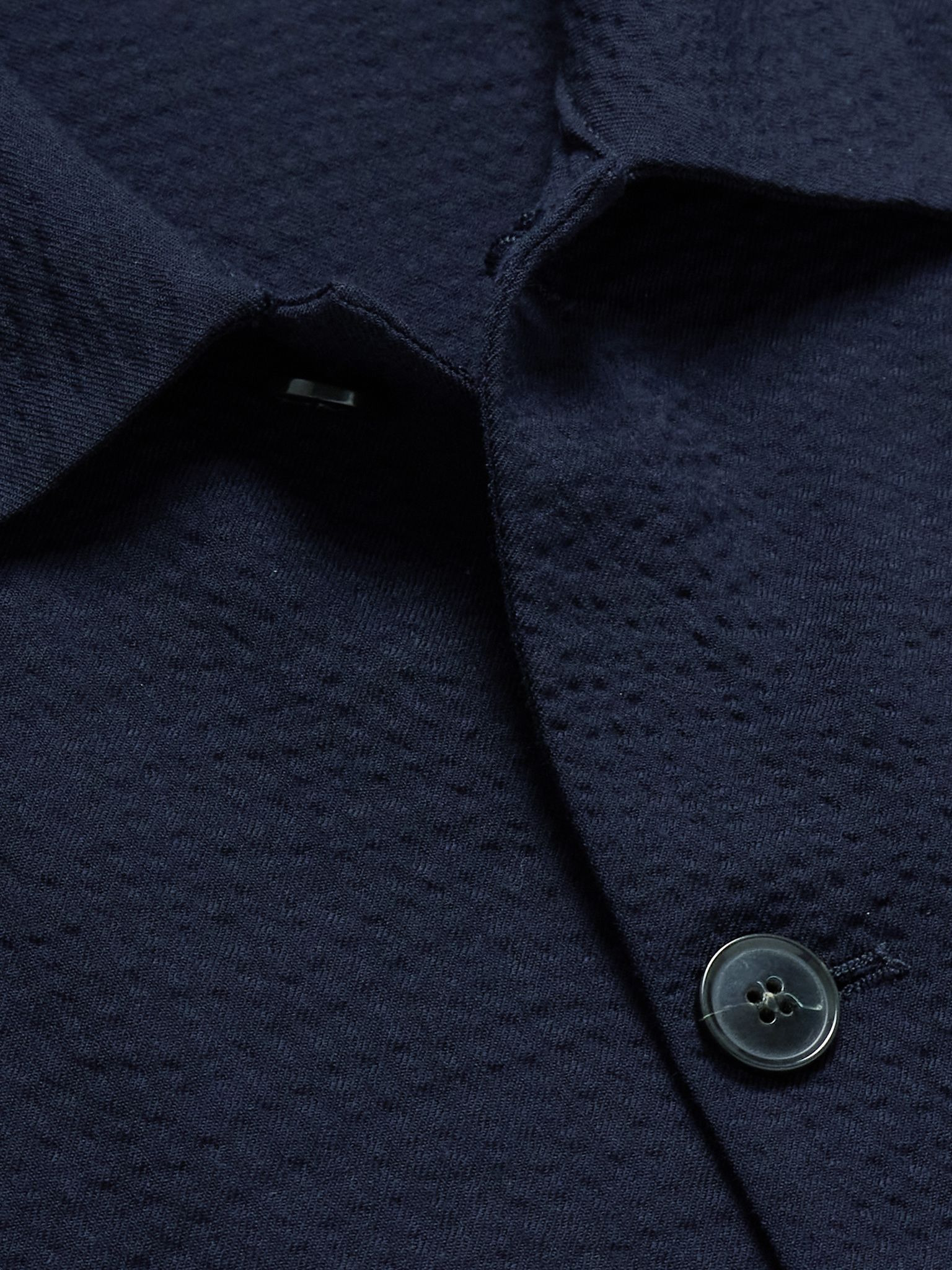 Wool-Blend Seersucker Shirt Jacket Navy - 4