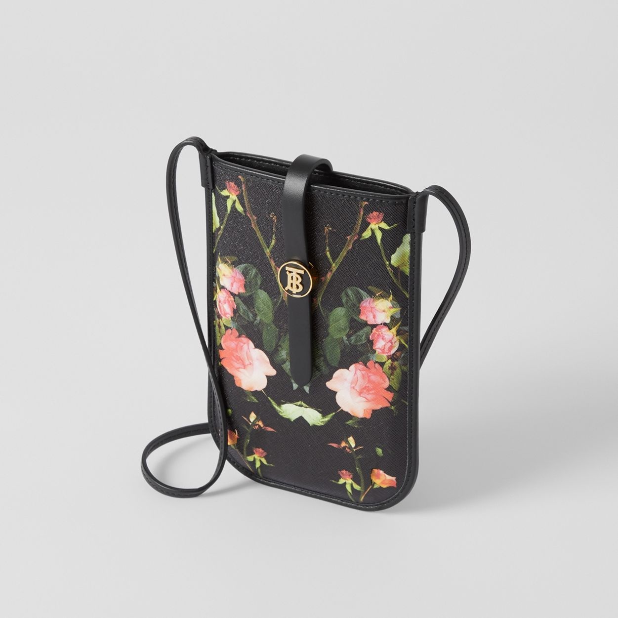 Rose Print E-canvas Phone Case with Strap - 9