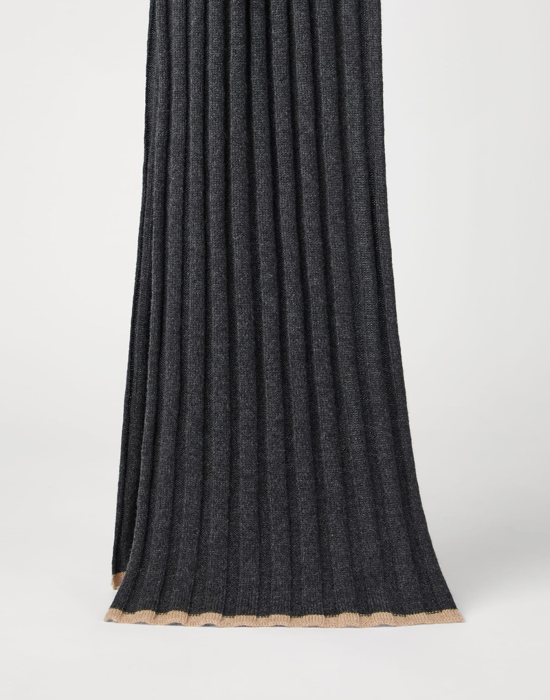 Cashmere rib knit scarf 1