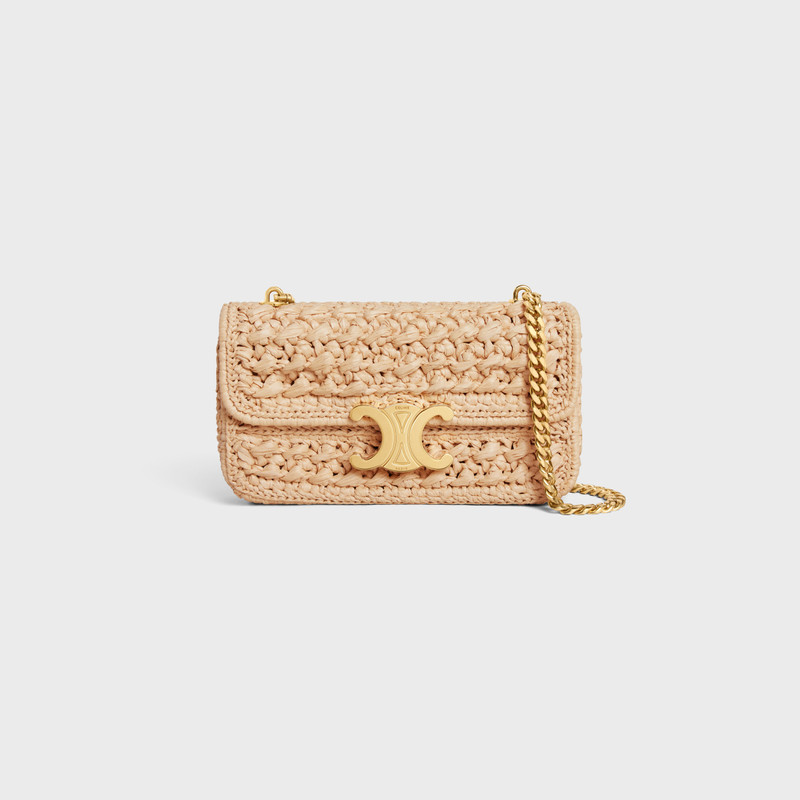 CHAIN SHOULDER BAG CLAUDE in RAFFIA EFFECT TEXTILE 1