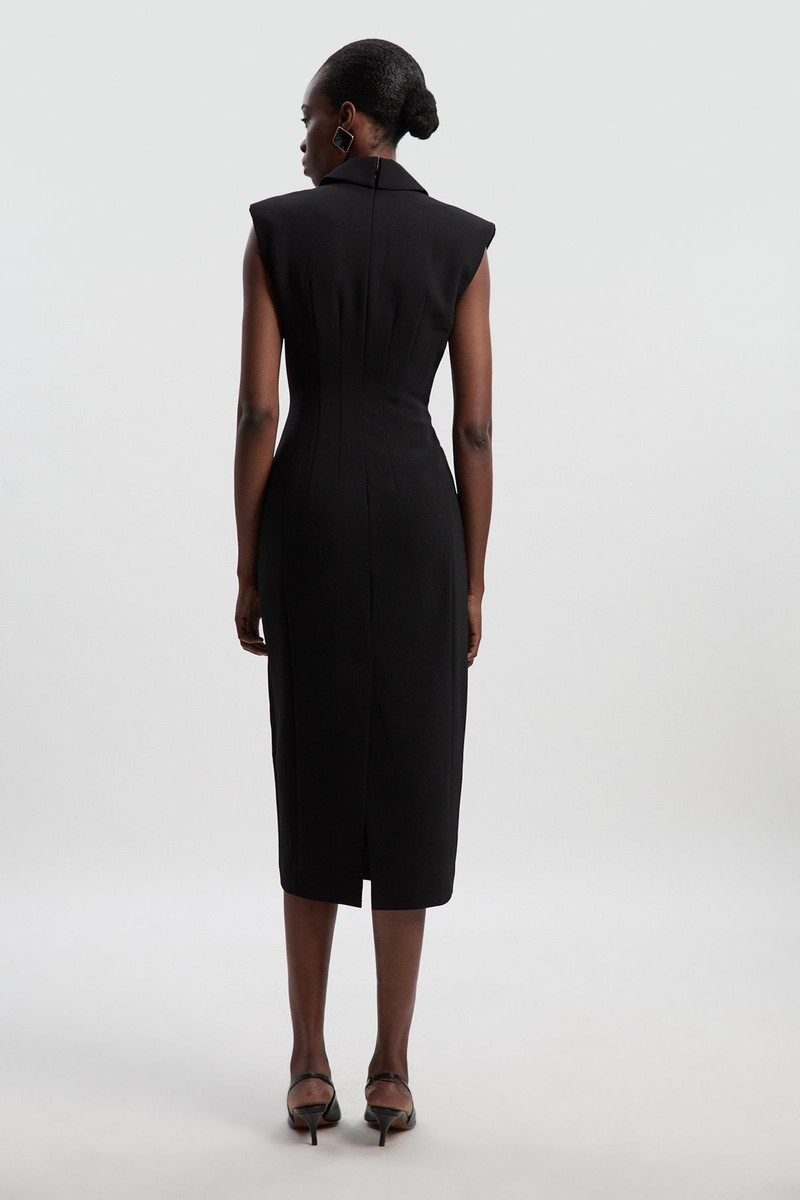 Petite Polished Tailored Cowl Neck Sleeveless Midi Dress 5