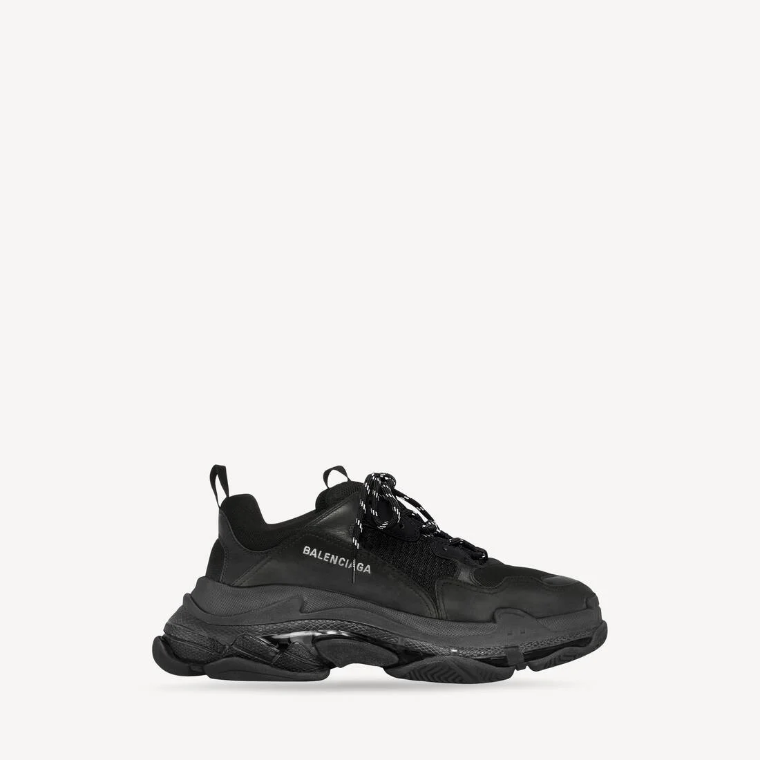 Men's Triple S Sneaker Clear Sole in Black - 1