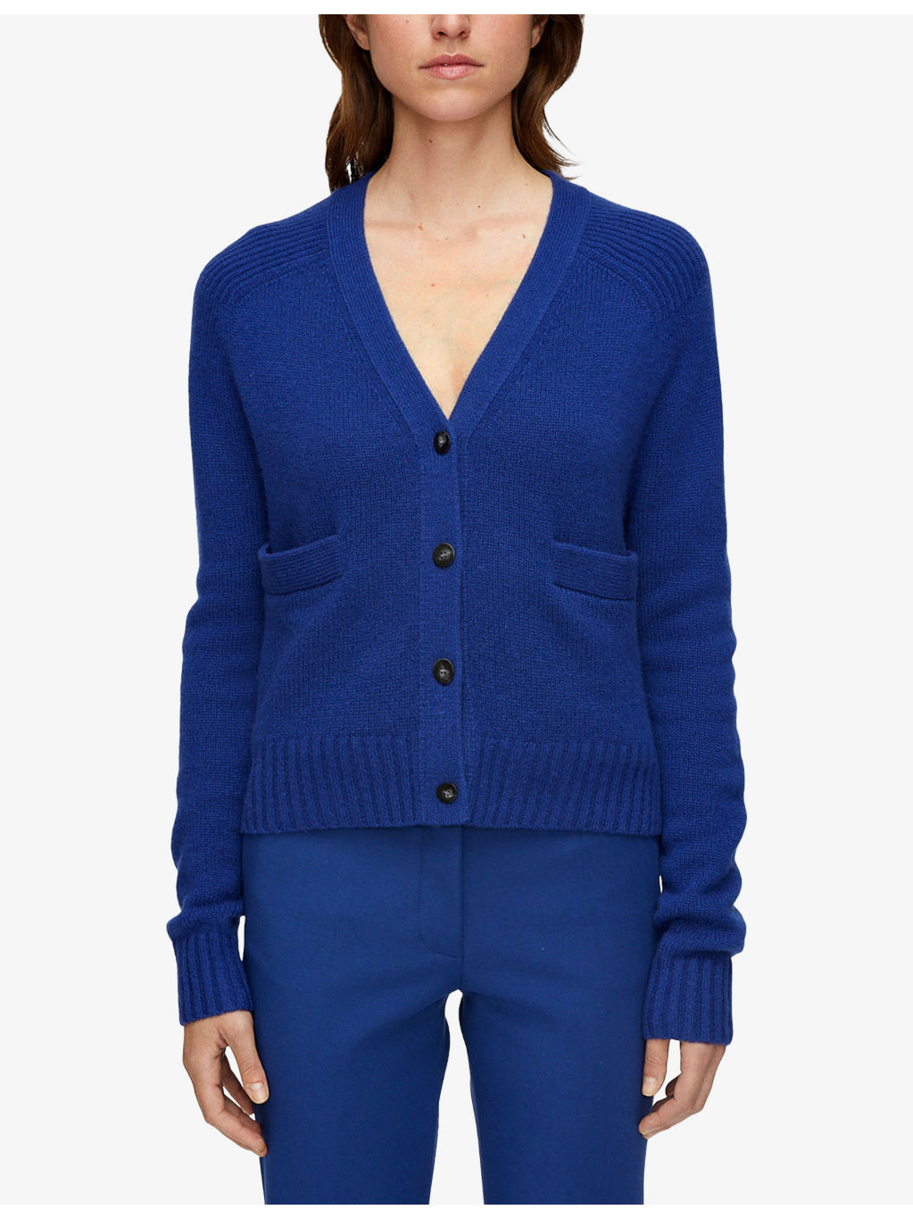 V-Neck Side-Pocket Cashmere Cardigan - 3