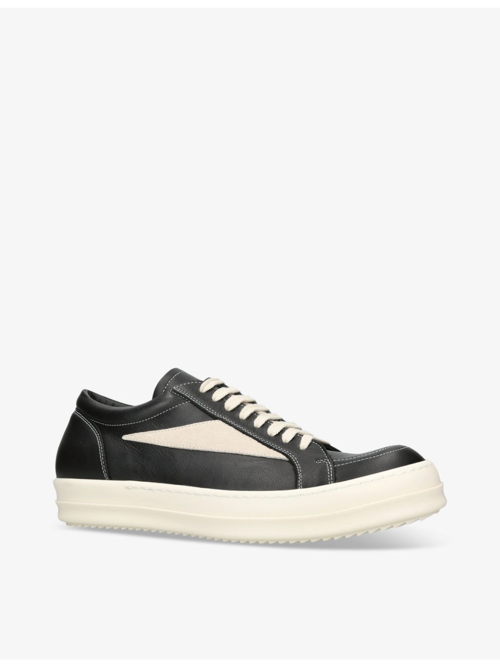 Vintage Low grained-leather and suede low-top trainers - 3
