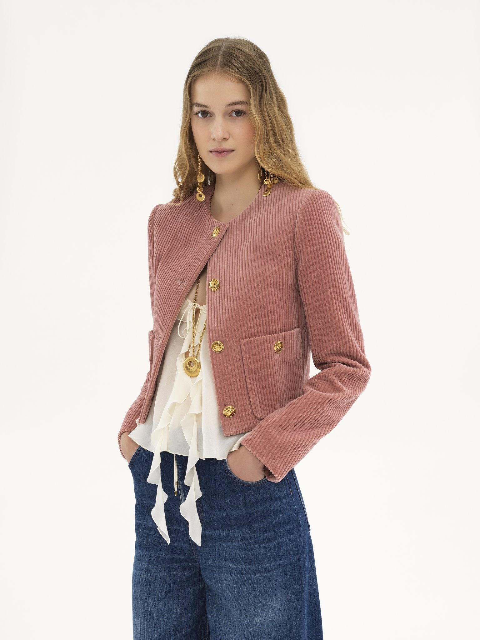 CROPPED BOXY JACKET IN VELVET - 4