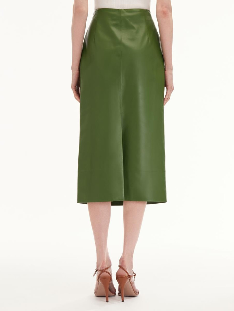 Oscar de la Renta LASER CUT FLORAL LEATHER PENCIL SKIRT outlook