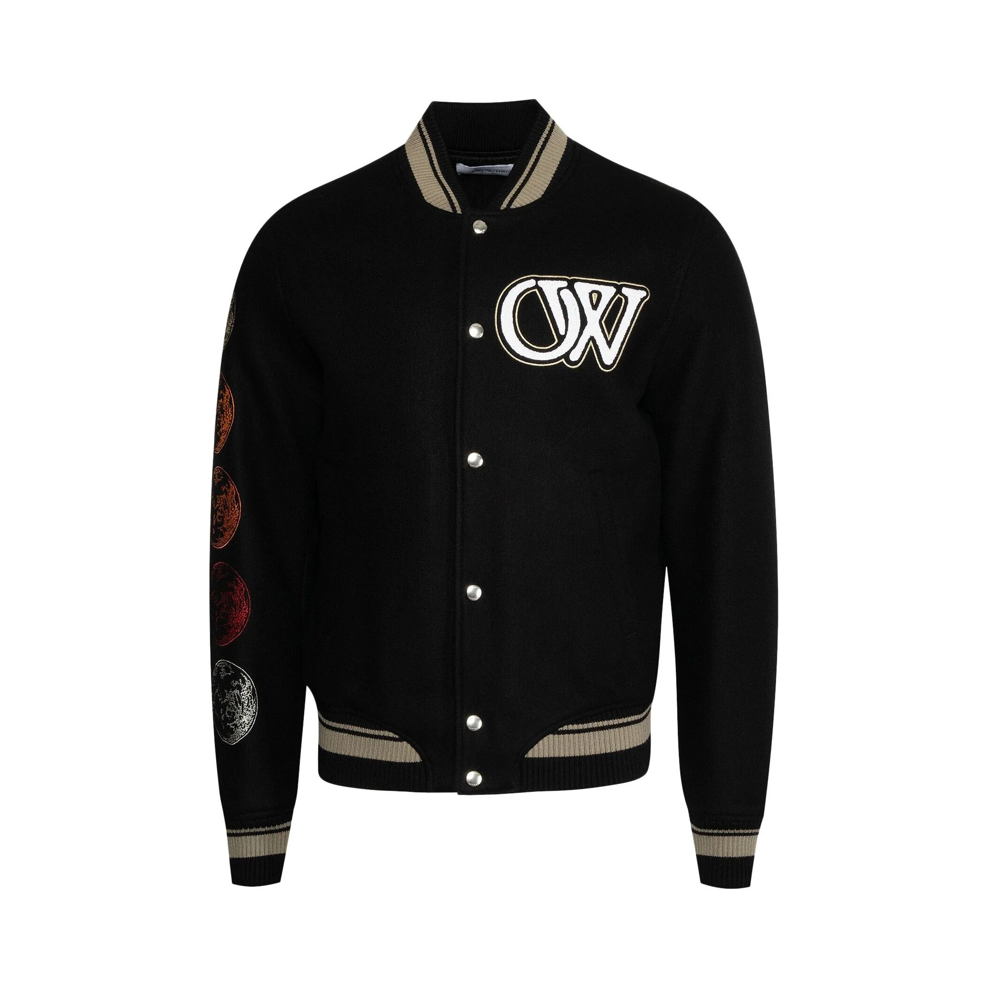 Off-White Moon Phase Varsity Bomber Jacket 'Black/White' - 1