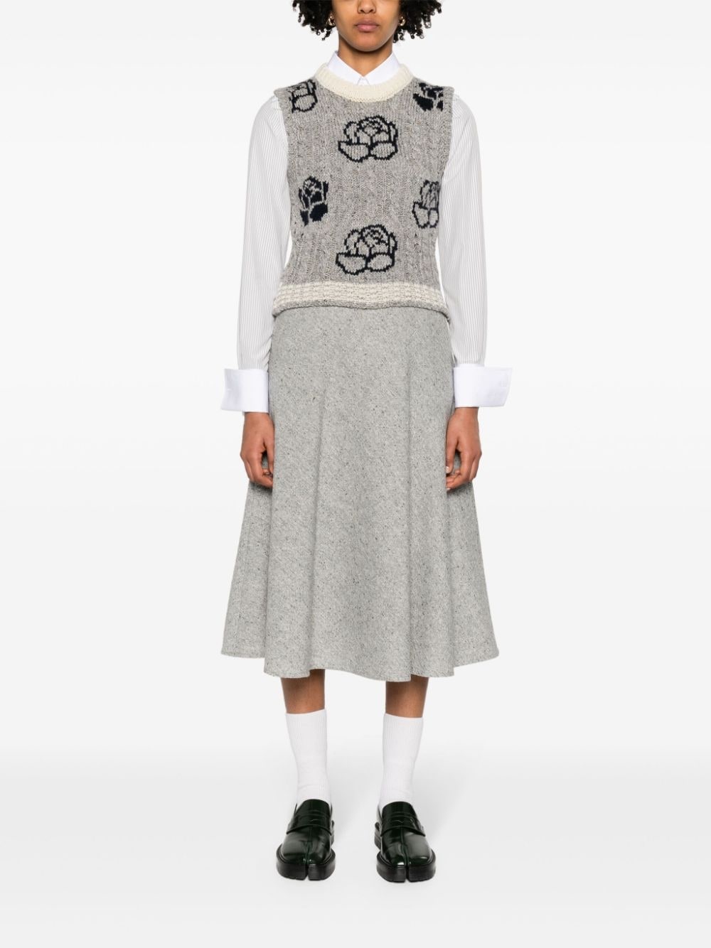 A-line speckle-knit midi skirt - 2