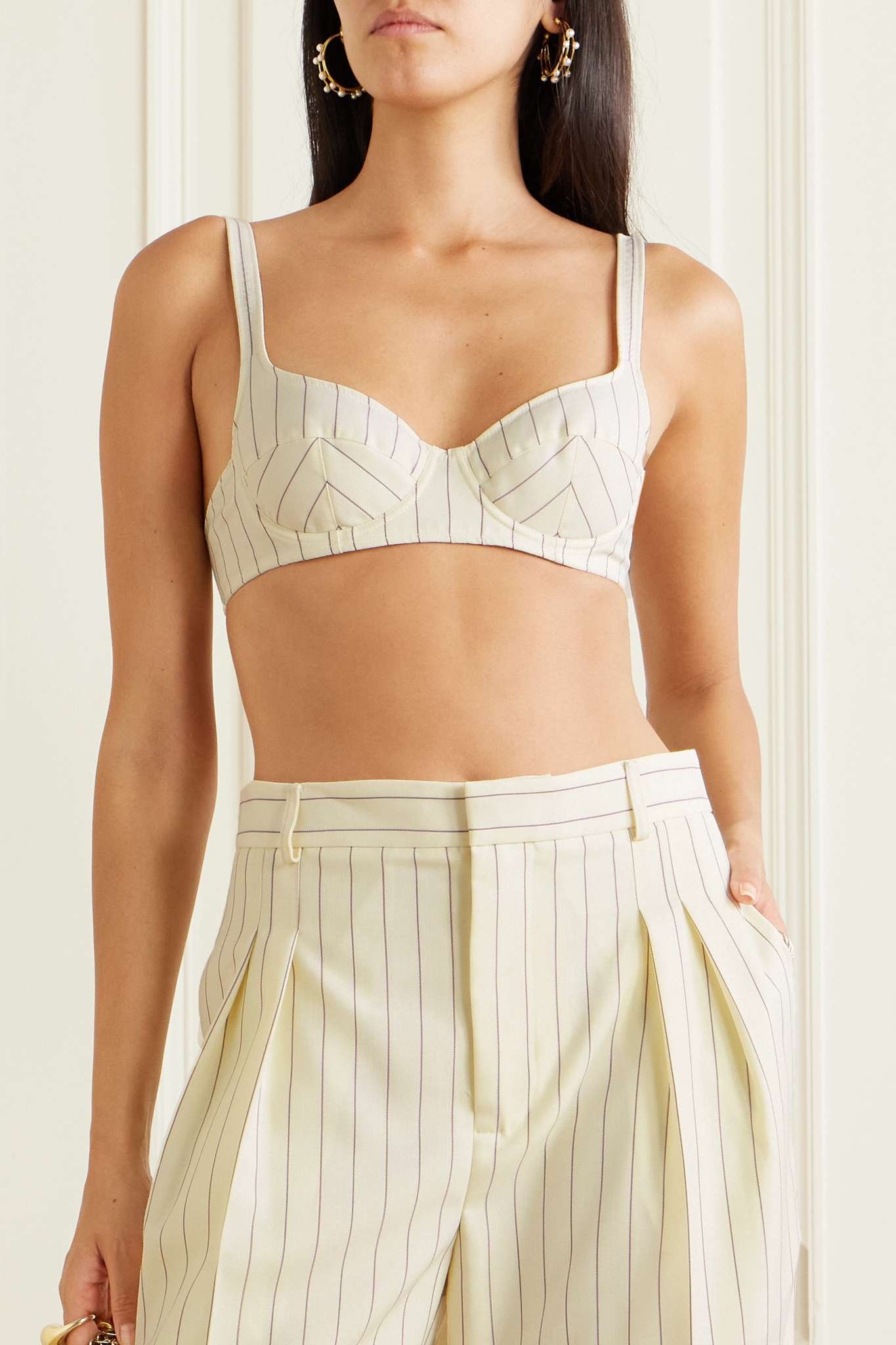 Cropped striped twill top - 3