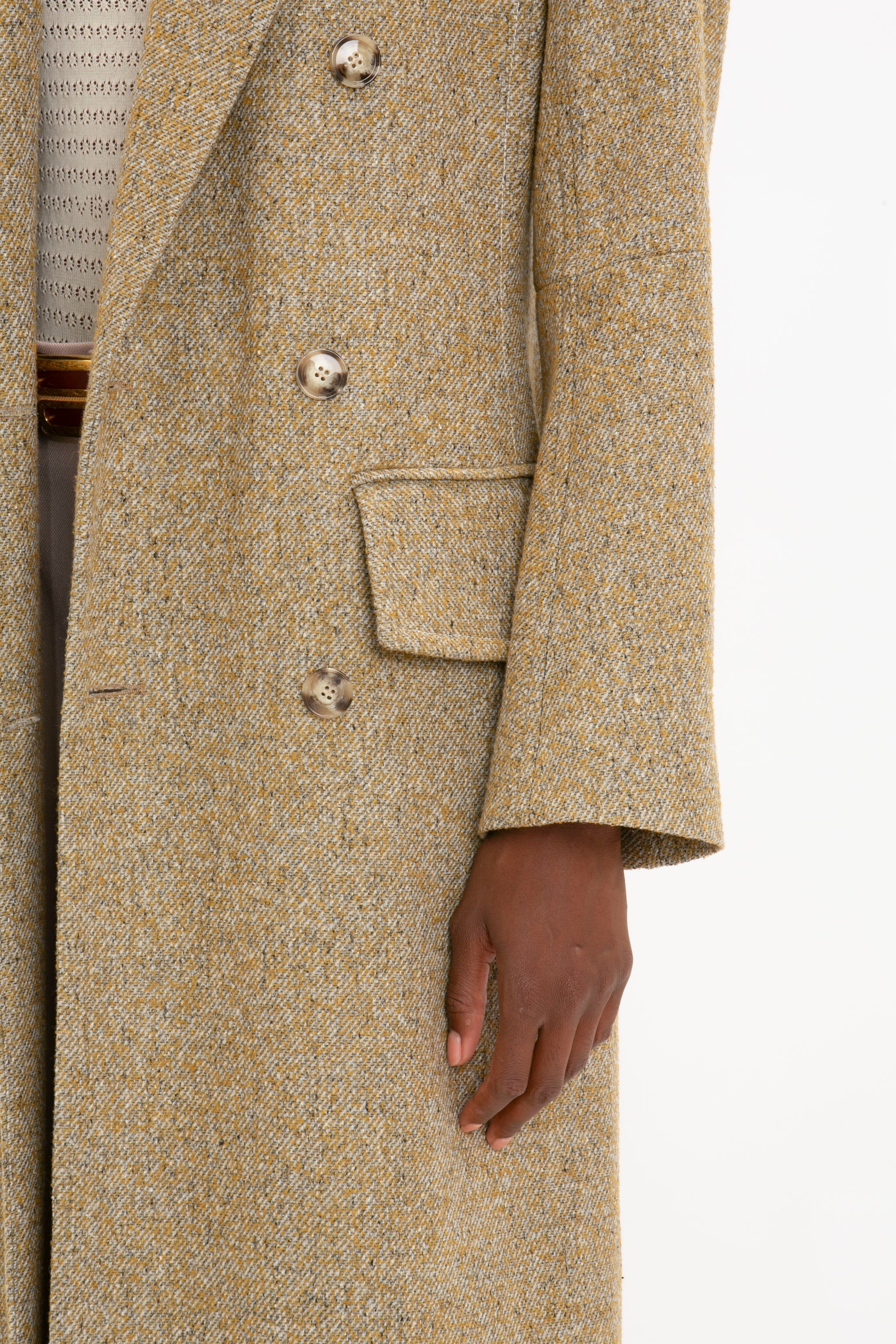 Exclusive Waisted Tailored Coat In Flax - 5