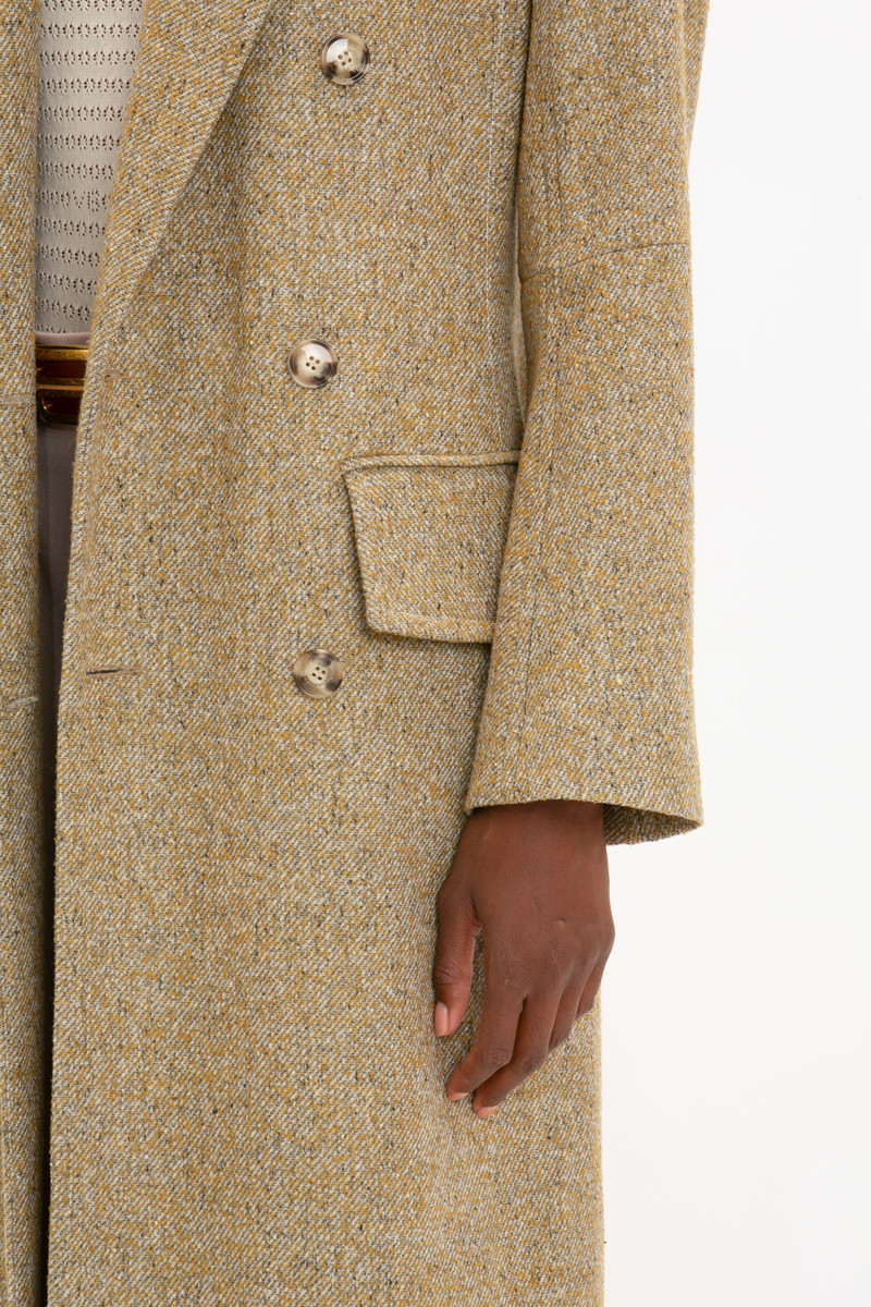 Exclusive Waisted Tailored Coat In Flax 5