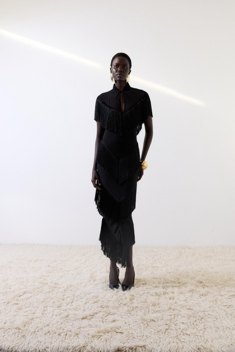 TELLUS MIDI DRESS IN BLACK CHIFFON 1