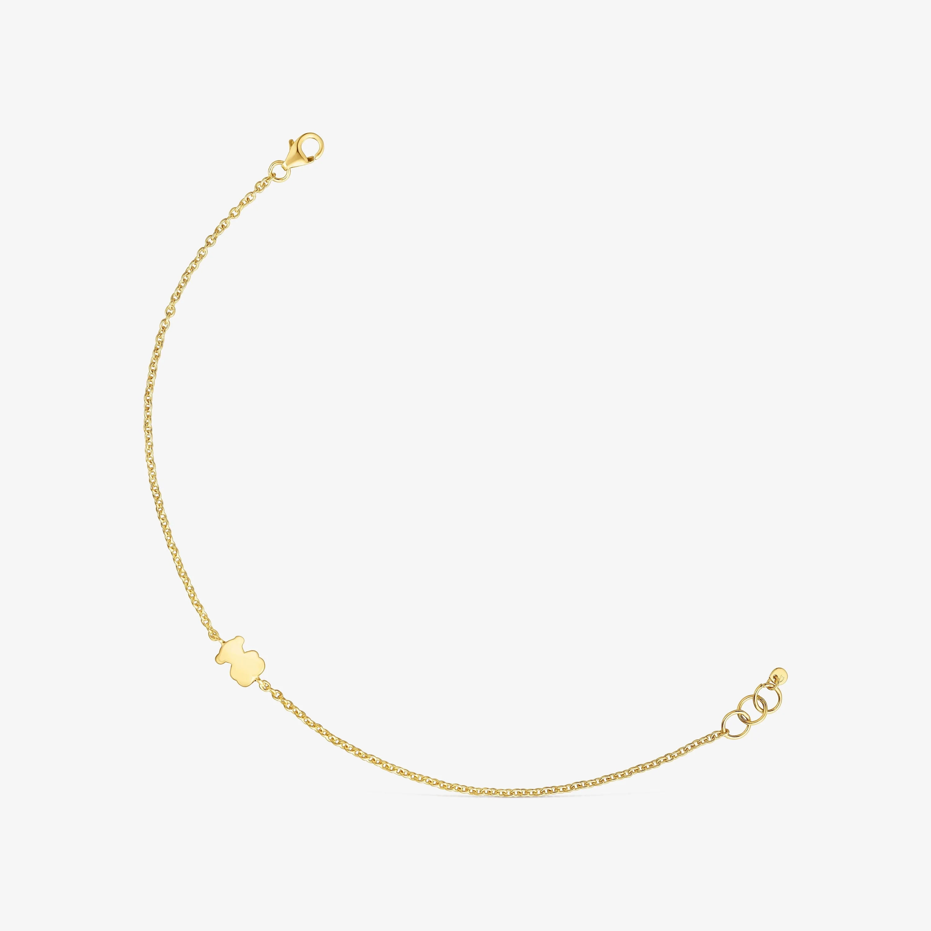 7 mm 18K solid gold chain Bracelet with bear charm Sweet Dolls - 1