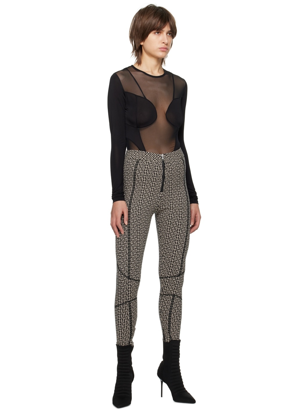 Black Paneled Long Sleeve T-Shirt - 5