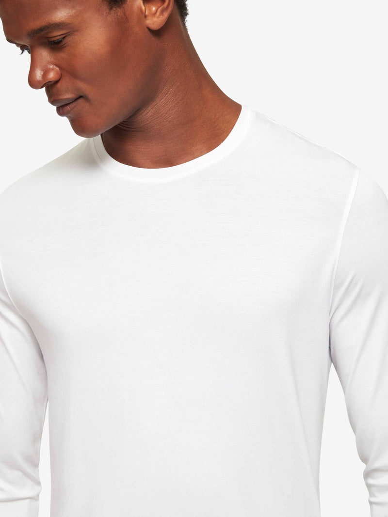 Men's Long Sleeve T-Shirt Basel Micro Modal Stretch White - 2