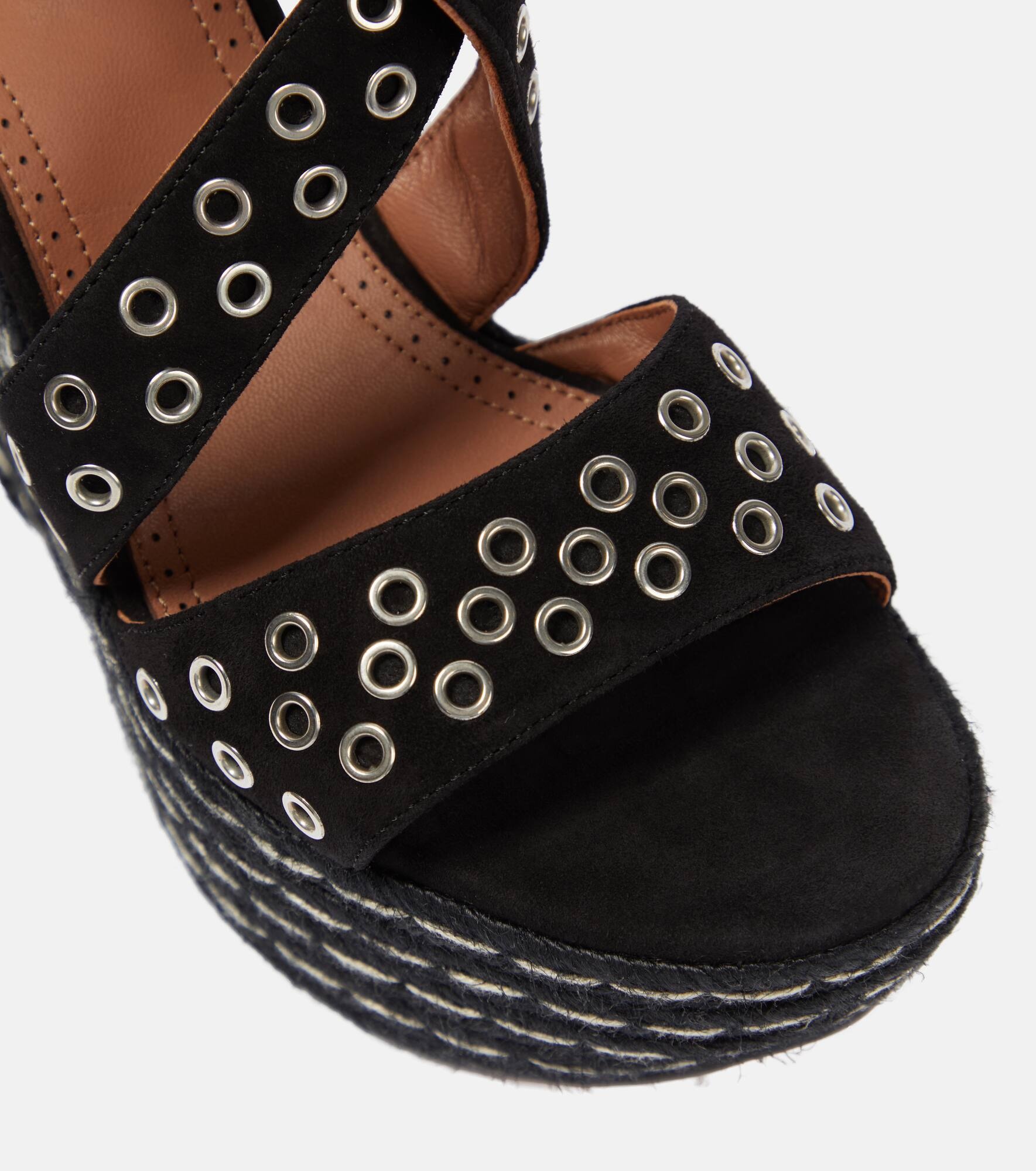 Embellished suede wedge sandals - 6