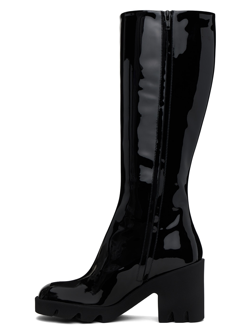 Black Leather Stride Boots - 3