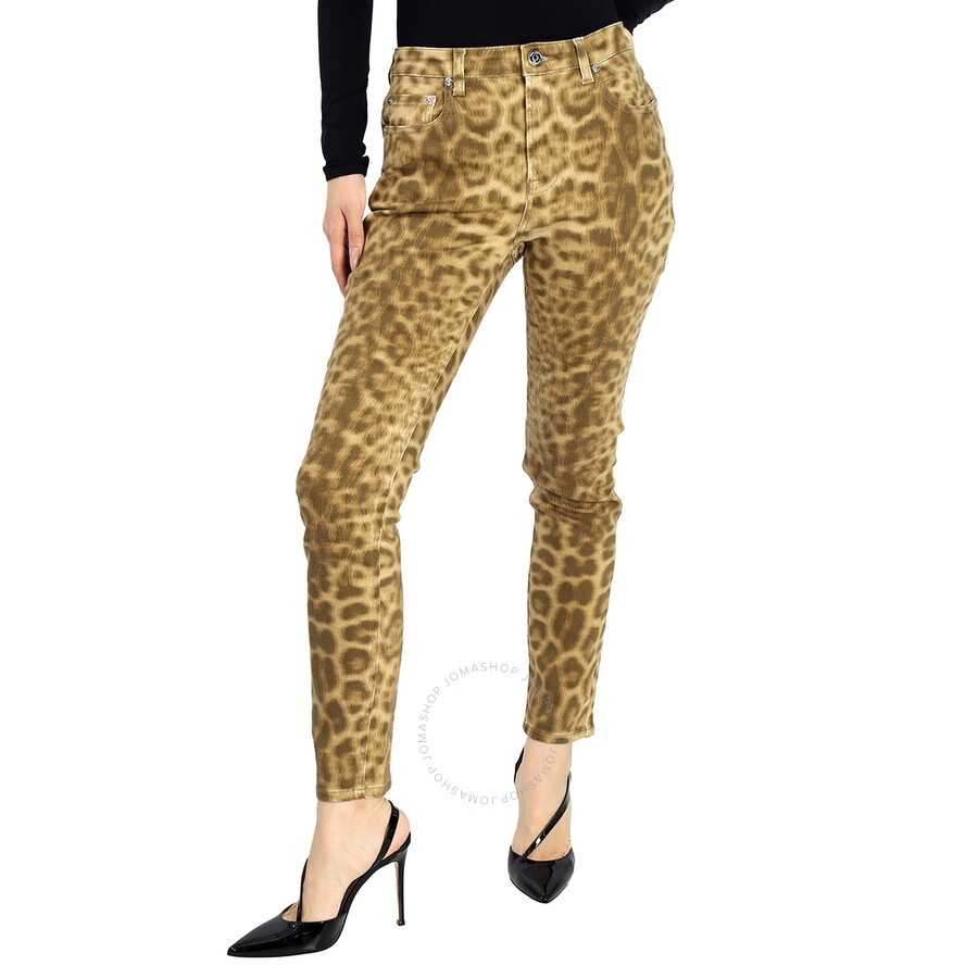 Burberry Ladies Beige Straight Fit Leopard Print Japanese Denim Jeans - 3
