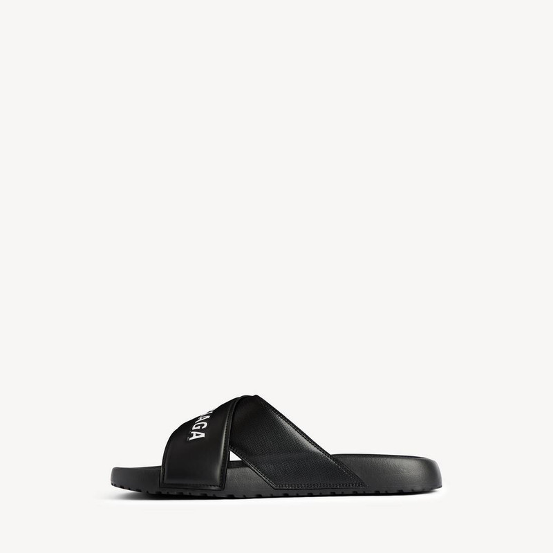 BALENCIAGA Men's Sporty Pool Slide Sandal in Black/white outlook