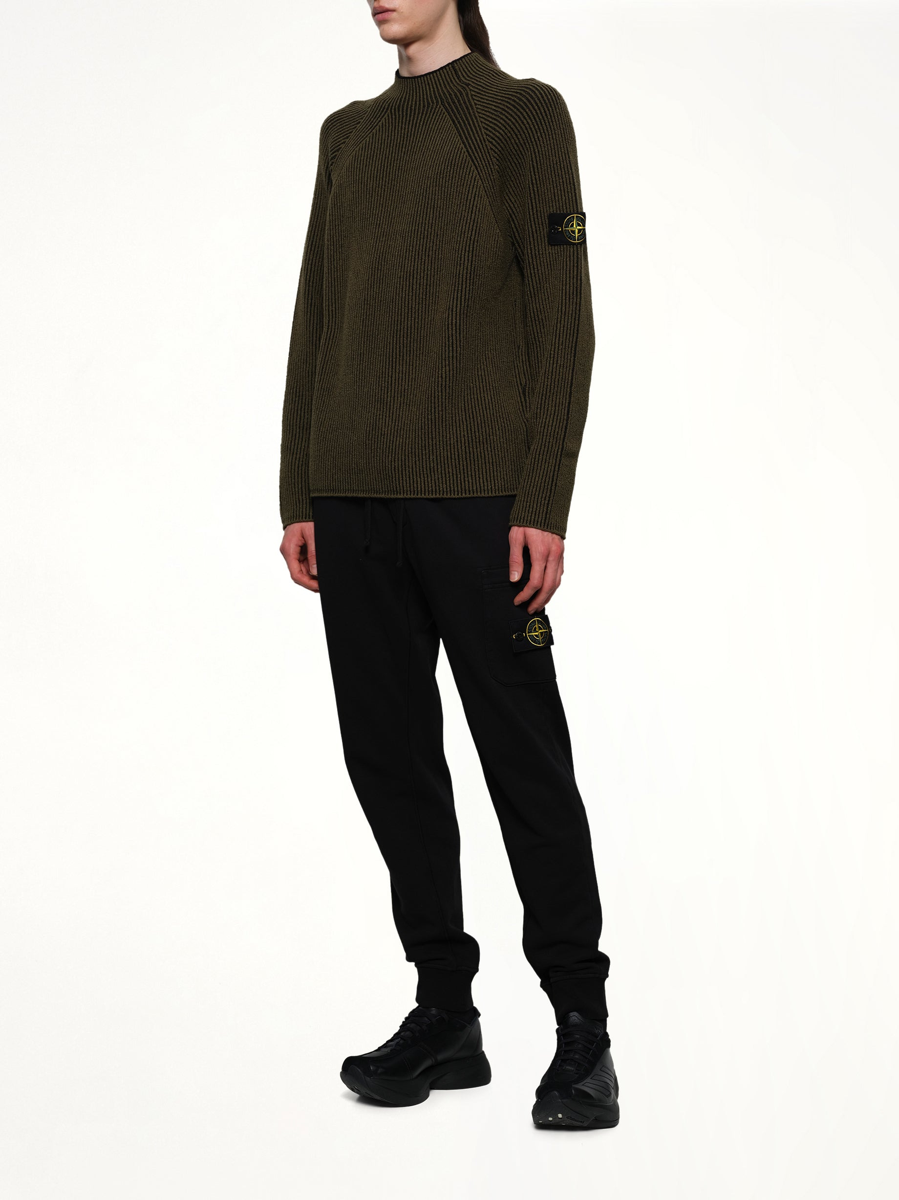 510002 Wool Crew Neck Sweater in Military Green - 4